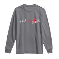 England Heartbeat EKG English Flag Map Long Sleeve Shirt