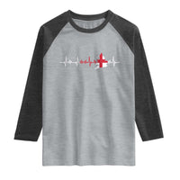 England Heartbeat EKG English Flag Map Raglan Shirt