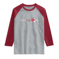 England Heartbeat EKG English Flag Map Raglan Shirt