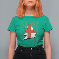 England Map St George's Cross English Roots T Shirt For Women