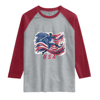 USA Soccer Fan American Flag Raglan Shirt