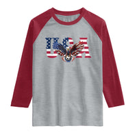 USA Soccer Eagle American Flag Fan Raglan Shirt