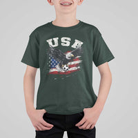 USA Soccer Bald Eagle American Flag Vintage T Shirt For Kid