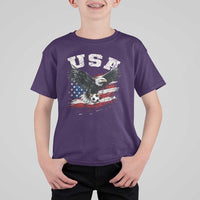 USA Soccer Bald Eagle American Flag Vintage T Shirt For Kid