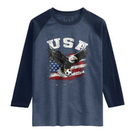 USA Soccer Bald Eagle American Flag Vintage Raglan Shirt