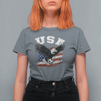 USA Soccer Bald Eagle American Flag Vintage T Shirt For Women