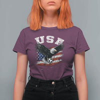 USA Soccer Bald Eagle American Flag Vintage T Shirt For Women