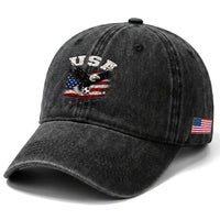 USA Soccer Bald Eagle American Flag Vintage Washed Cotton Baseball Cap