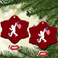 USA Soccer Bigfoot American Flag Fan Ceramic Ornament
