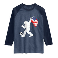 USA Soccer Bigfoot American Flag Fan Raglan Shirt