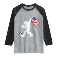 USA Soccer Bigfoot American Flag Fan Raglan Shirt