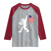 USA Soccer Bigfoot American Flag Fan Raglan Shirt