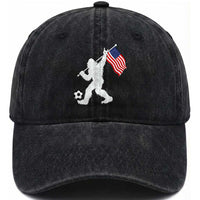 USA Soccer Bigfoot American Flag Fan Washed Cotton Baseball Cap
