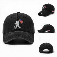 USA Soccer Bigfoot American Flag Fan Washed Cotton Baseball Cap