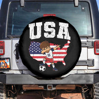 USA Soccer Dabbing Boy American Flag Fan Spare Tire Cover