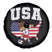 USA Soccer Dabbing Boy American Flag Fan Spare Tire Cover