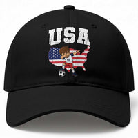 USA Soccer Dabbing Boy American Flag Fan Baseball Cap