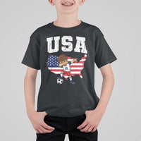 USA Soccer Dabbing Boy American Flag Fan T Shirt For Kid