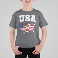 USA Soccer Dabbing Boy American Flag Fan T Shirt For Kid