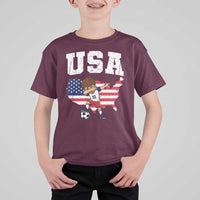 USA Soccer Dabbing Boy American Flag Fan T Shirt For Kid