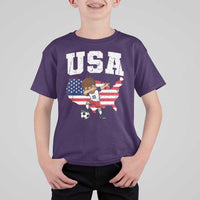 USA Soccer Dabbing Boy American Flag Fan T Shirt For Kid