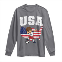 USA Soccer Dabbing Boy American Flag Fan Long Sleeve Shirt