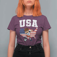 USA Soccer Dabbing Boy American Flag Fan T Shirt For Women