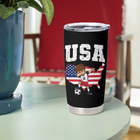 USA Soccer Dabbing Boy American Flag Fan Tumbler Cup