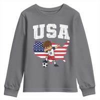 USA Soccer Dabbing Boy American Flag Fan Youth Sweatshirt