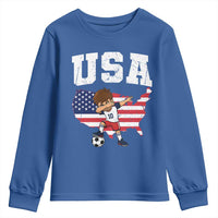USA Soccer Dabbing Boy American Flag Fan Youth Sweatshirt