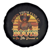 Black Cowgirl Rodeo Spare Tire Cover Where Them Fans At Boots On Da Ground - Wonder Print Shop
