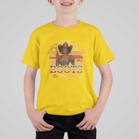 Black Cowgirl Rodeo T Shirt For Kid Where Them Fans At Boots On Da Ground - Wonder Print Shop
