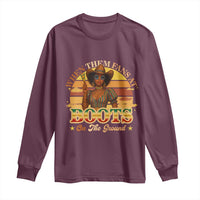 Black Cowgirl Rodeo Long Sleeve Shirt Where Them Fans At Boots On Da Ground - Wonder Print Shop