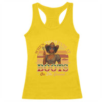 Black Cowgirl Rodeo Racerback Tank Top Where Them Fans At Boots On Da Ground - Wonder Print Shop