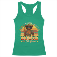 Black Cowgirl Rodeo Racerback Tank Top Where Them Fans At Boots On Da Ground - Wonder Print Shop