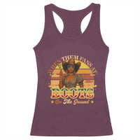 Black Cowgirl Rodeo Racerback Tank Top Where Them Fans At Boots On Da Ground - Wonder Print Shop