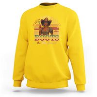 Black Cowgirl Rodeo Sweatshirt Where Them Fans At Boots On Da Ground - Wonder Print Shop