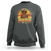 Black Cowgirl Rodeo Sweatshirt Where Them Fans At Boots On Da Ground - Wonder Print Shop