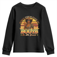 Black Cowgirl Rodeo Youth Sweatshirt Where Them Fans At Boots On Da Ground - Wonder Print Shop
