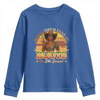 Black Cowgirl Rodeo Youth Sweatshirt Where Them Fans At Boots On Da Ground - Wonder Print Shop