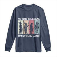 No One is Illegal on Stolen Land Long Sleeve Shirt Native American Indigenous - Wonder Print Shop