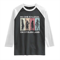 No One is Illegal on Stolen Land Raglan Shirt Native American Indigenous - Wonder Print Shop