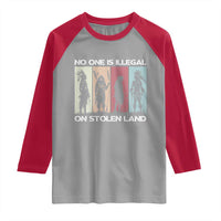 No One is Illegal on Stolen Land Raglan Shirt Native American Indigenous - Wonder Print Shop