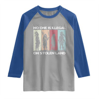 No One is Illegal on Stolen Land Raglan Shirt Native American Indigenous - Wonder Print Shop