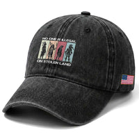 No One is Illegal on Stolen Land Washed Cotton Baseball Cap Native American Indigenous
