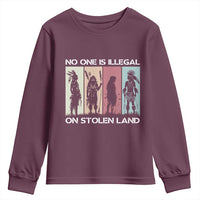 No One is Illegal on Stolen Land Youth Sweatshirt Native American Indigenous - Wonder Print Shop