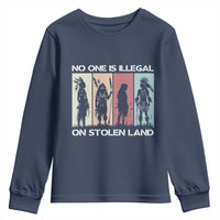 No One is Illegal on Stolen Land Youth Sweatshirt Native American Indigenous - Wonder Print Shop