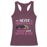 Native American Women Racerback Tank Top Never Underestimate A Woman With Native Blood - Wonder Print Shop