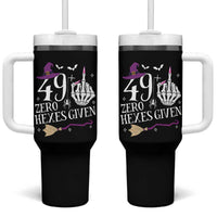 50th Birthday Halloween Tumbler With Handle 49 Plus Middle Finger Zero Hexes Given Gift For Women