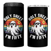 50th Birthday Halloween Ghost 4 in 1 Can Cooler Tumbler Holy Sheet I'm Fifty